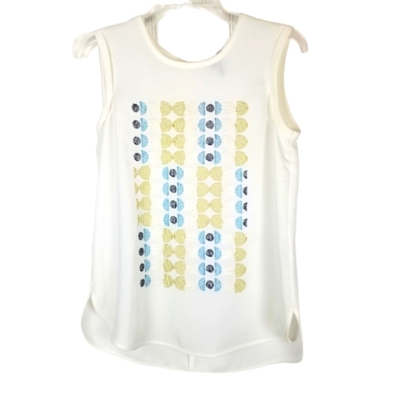NIC+ZOE Tops - Nic+Zoe Womens Sleeveless Top Blouse Size XS Embroidered Geometric Design Cream